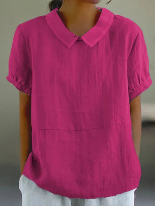 Top été lin coton, coupe élégante et confortable.  Tissu léger et fluide, idéal pour l'été.