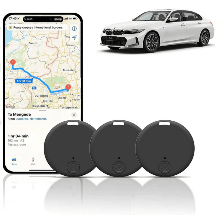 "Traceur GPS compact noir, discret pour voiture et clés, design mini, suivi en temps réel sans abonnement"