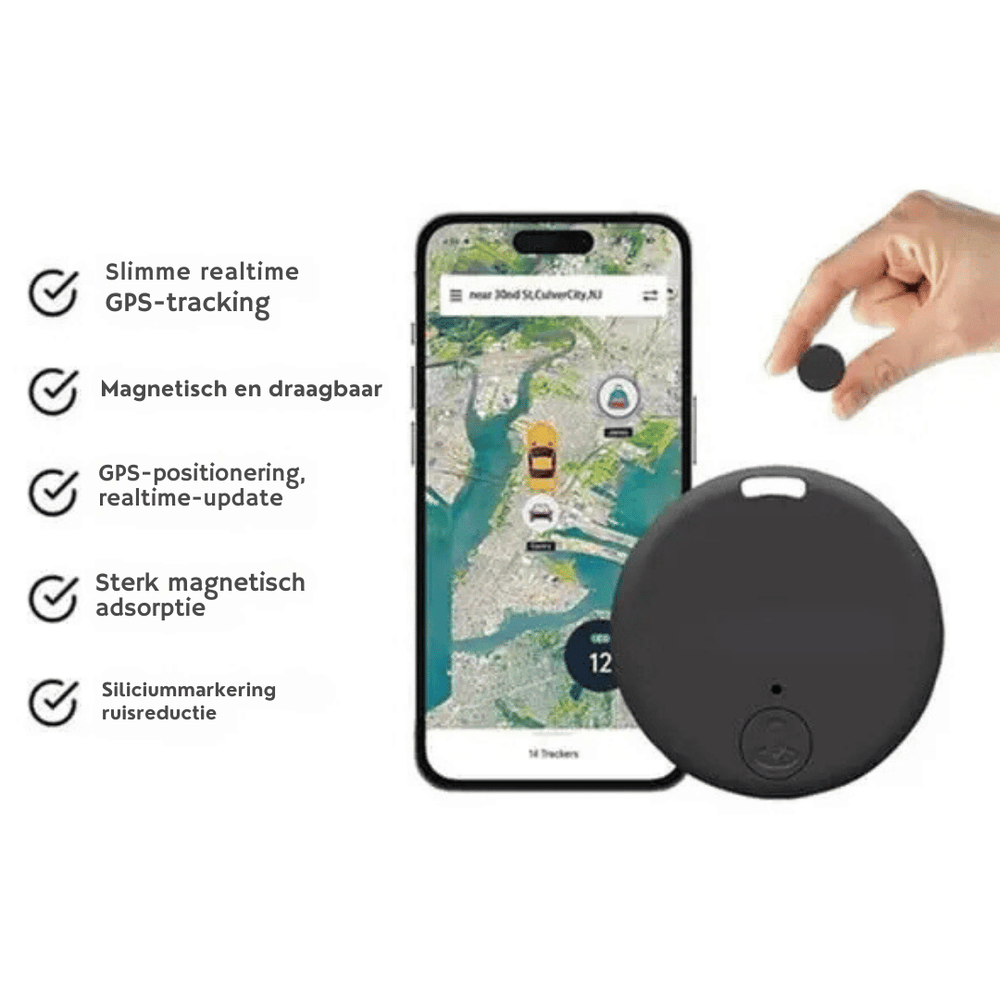 "Traceur GPS compact noir, discret pour voiture et clés, design mini, suivi en temps réel sans abonnement"
