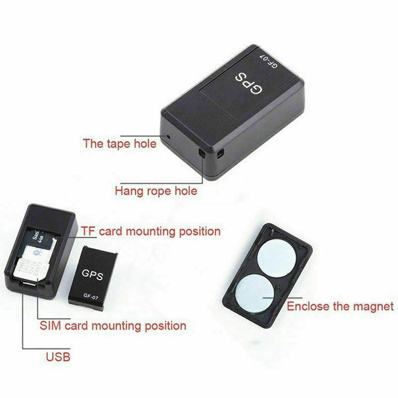 "Traceur GPS Mini noir compact, magnétique, pour suivi en temps réel sur surface métallique, idéal pour sécurité et discrétio