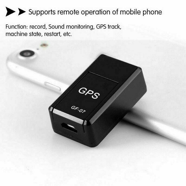 "Traceur GPS Mini noir compact, magnétique, pour suivi en temps réel sur surface métallique, idéal pour sécurité et discrétio