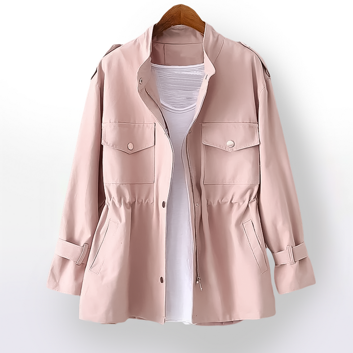 Veste mi-saison chic pour femmes, trench-coat ceinturé moderne, parfait automne/printemps.