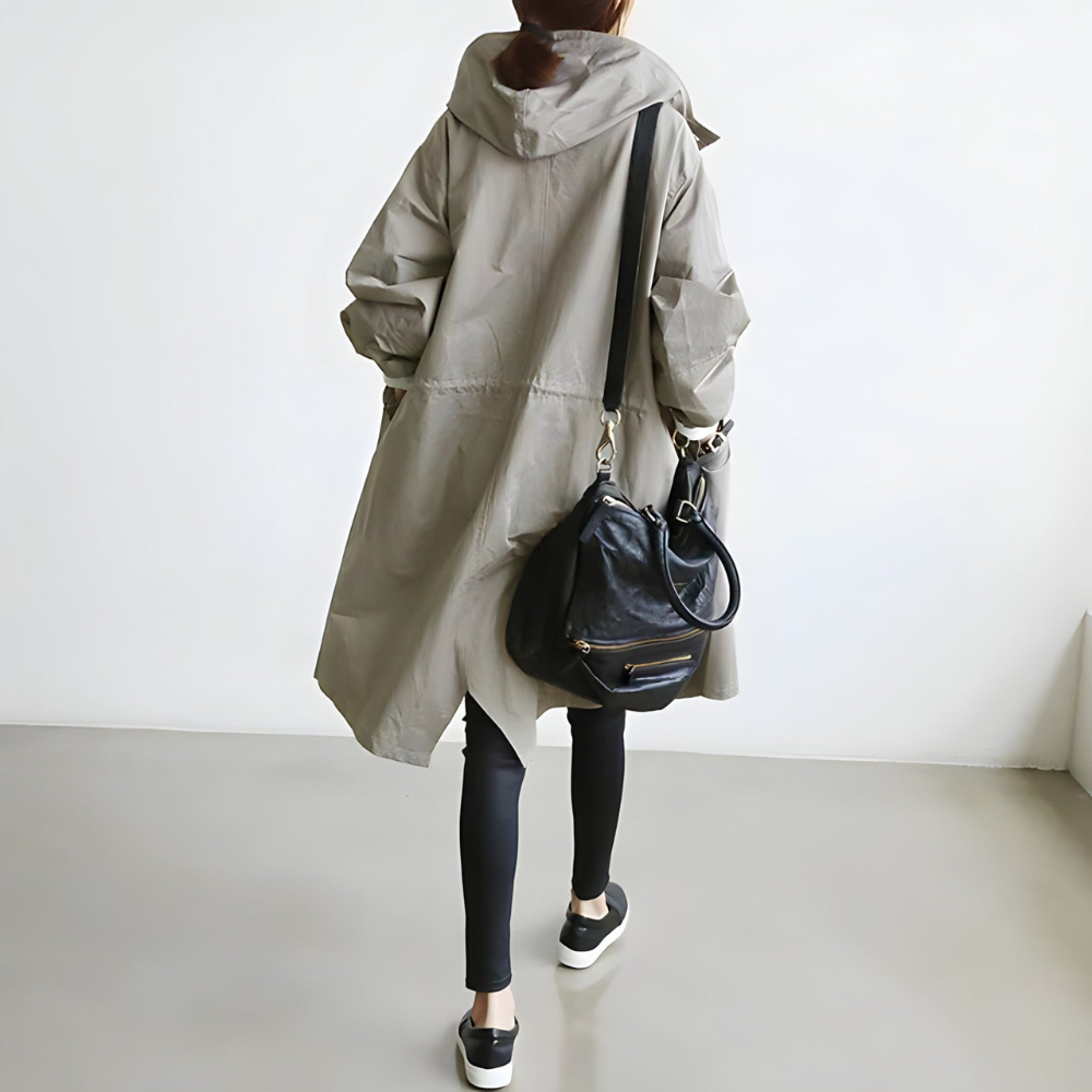 Trench-coat classique élégant pour femmes, idéal printemps/automne, style chic urbain.