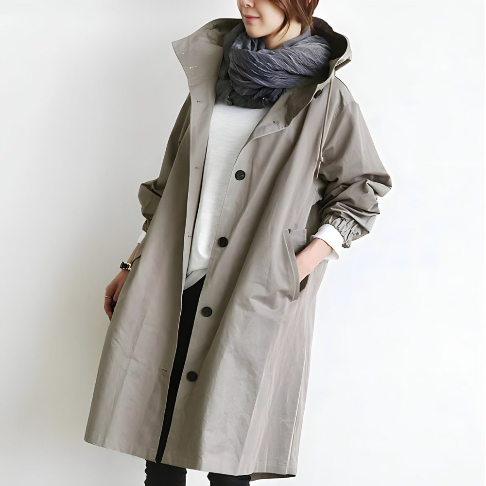 Trench-coat chic classique pour femmes, manteau mode idéal pour printemps et automne.