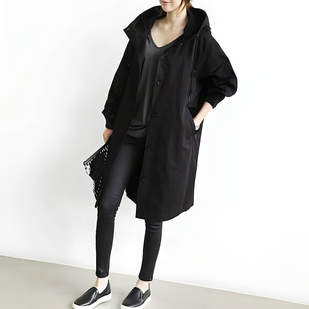 Trench-coat femme classique intemporel, design élégant, parfait pour la mode urbaine printemps/automne.
