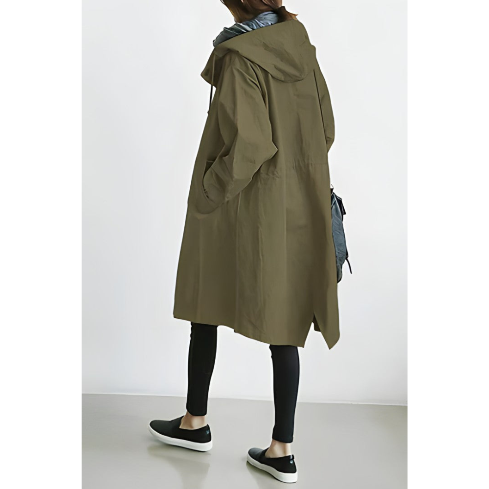 Manteau trench-coat femme stylé, classique, imperméable, idéal pour le printemps et l'automne en ville.