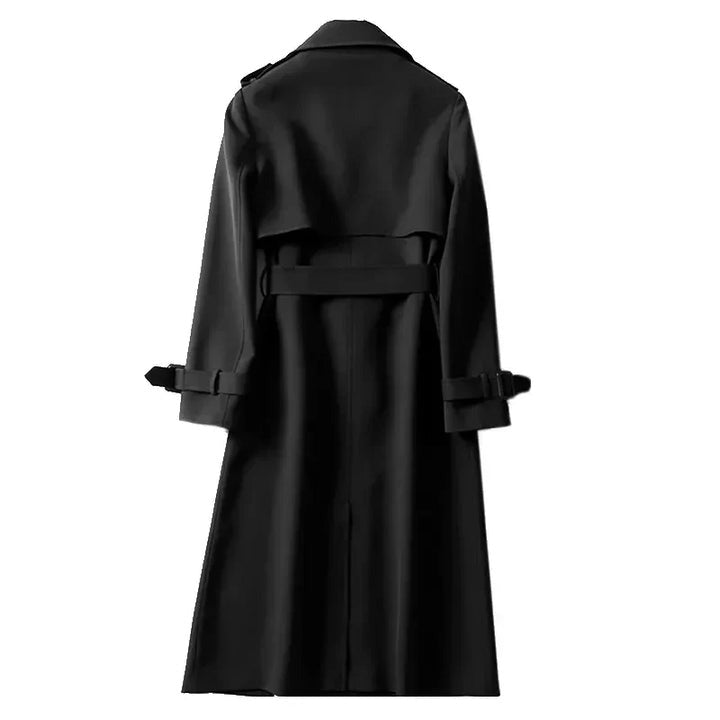 "Trench-coat femme élégant, imperméable, coupe ajustée beige, style intemporel, idéal pour jours pluvieux, confort chic."