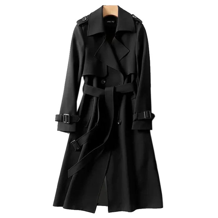 "Trench-coat femme élégant, imperméable, coupe ajustée beige, style intemporel, idéal pour jours pluvieux, confort chic."