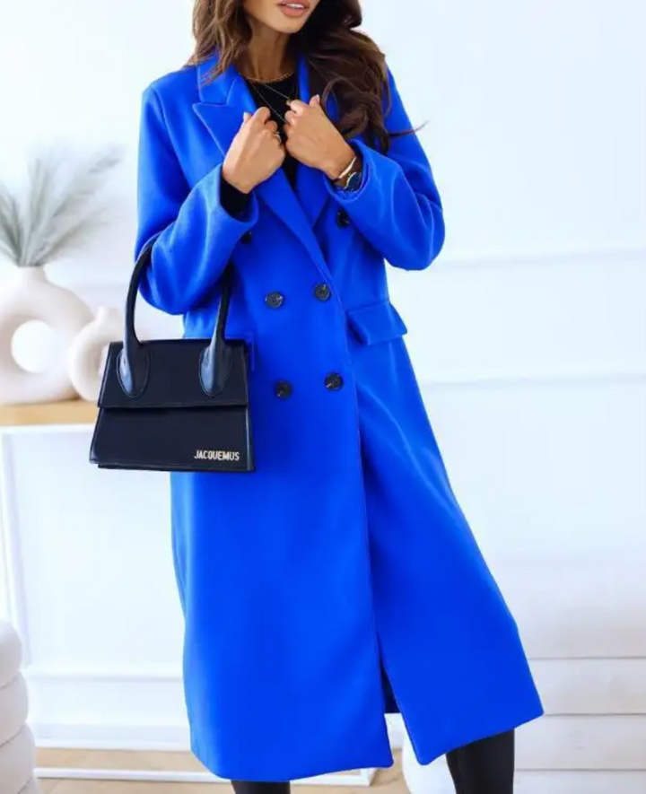 Veste longue femme élégante, trench ajusté, idéal mode féminine automne hiver.