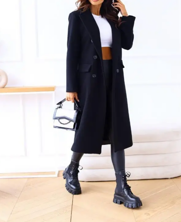 Manteau long femme, trench beige, mode féminine, idéal automne-hiver.