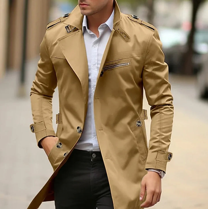 Vêtement extérieur trench-coat NELIO homme, chic et polyvalent pour un style élégant en automne.