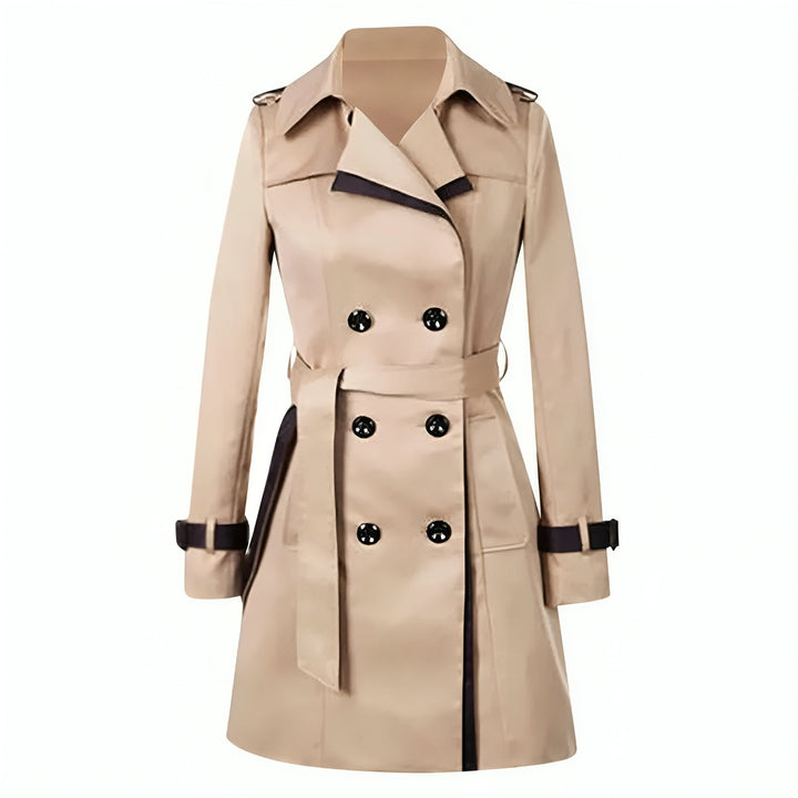 Trench-coat long femme, coupe classique, imperméable et élégant.  Parfait pour l'automne/hiver.