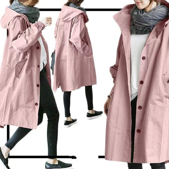 Manteau trench-coat classique femme, chic et mode. Veste imperméable et coupe-vent, idéal grandes tailles.