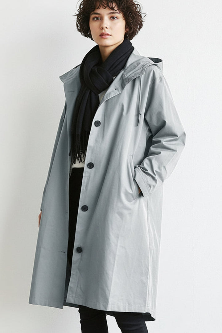 Trench de pluie imperméable élégant pour femme, coupe longue et légère, idéal automne printemps.