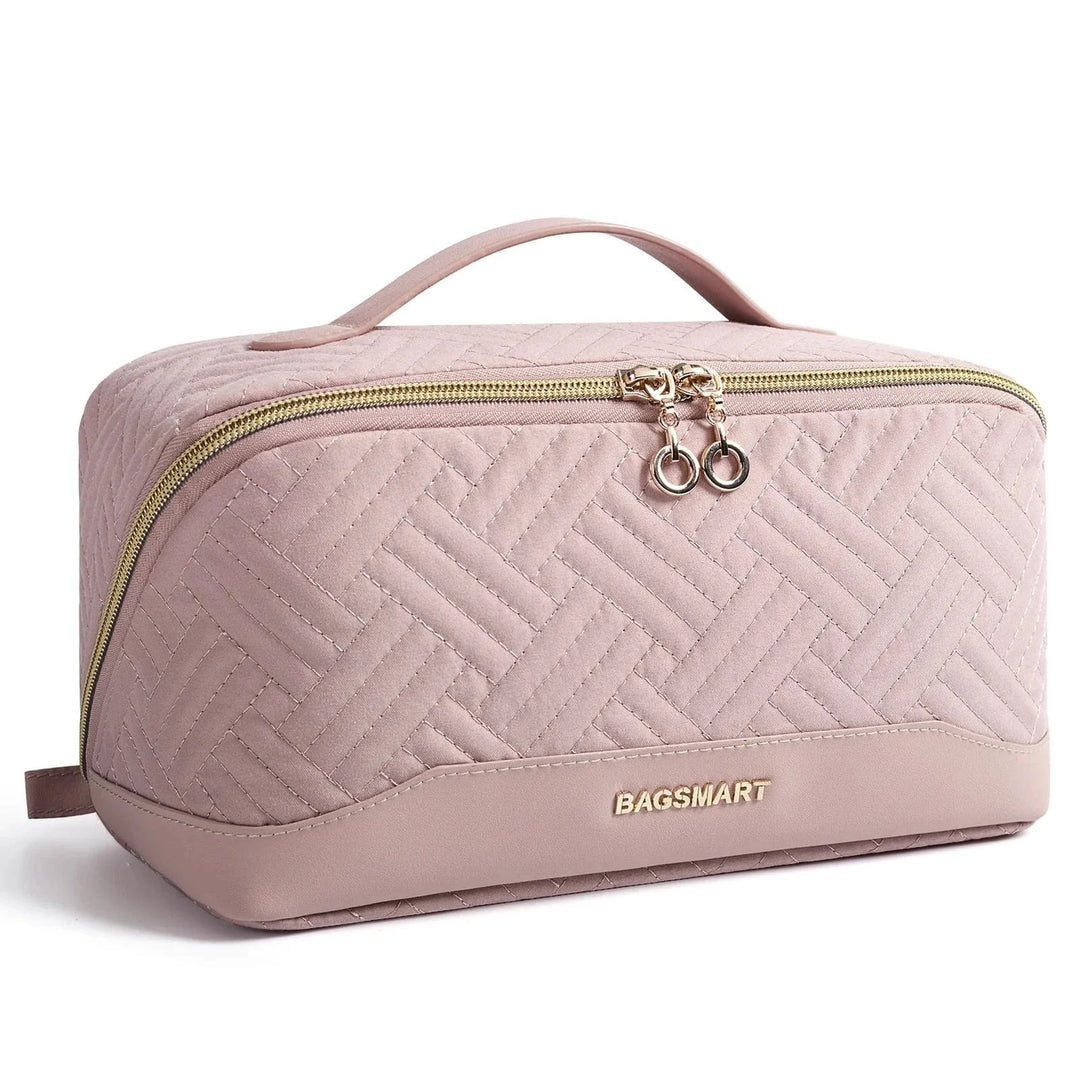 Trousse de voyage en cuir PU bordeaux, accessoire chic pour l'organisation de la toilette féminine