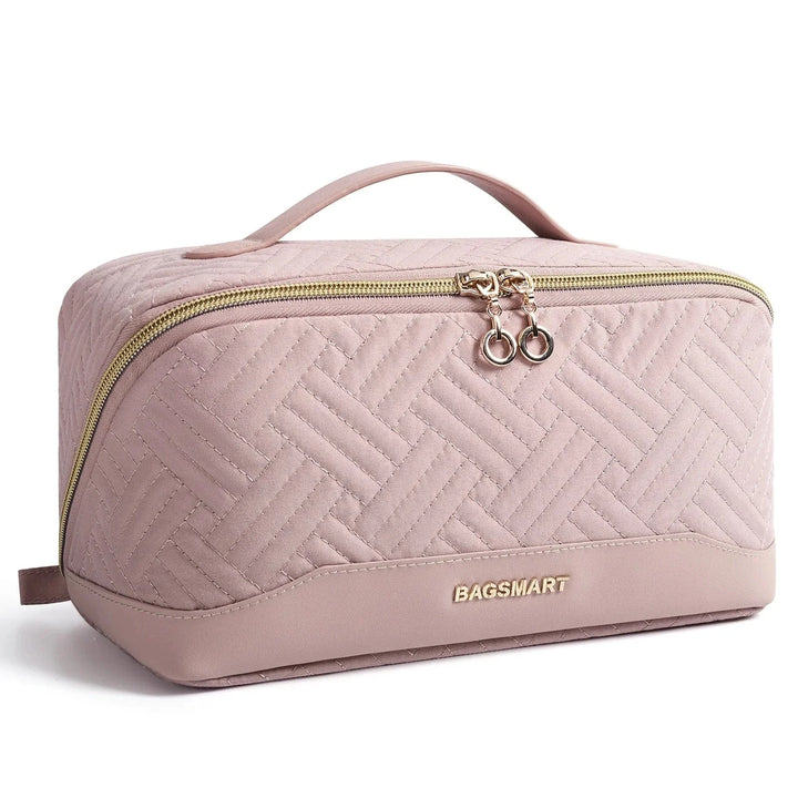 Trousse de voyage en cuir PU bordeaux, accessoire chic pour l'organisation de la toilette féminine