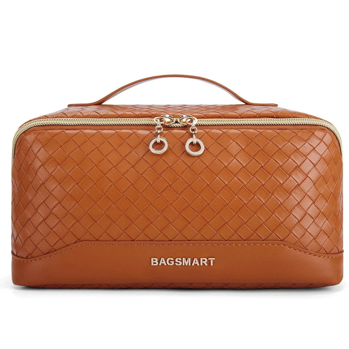 Trousse de voyage femme en cuir PU rouge, design moderne et durable pour le maquillage et les articles de toilette