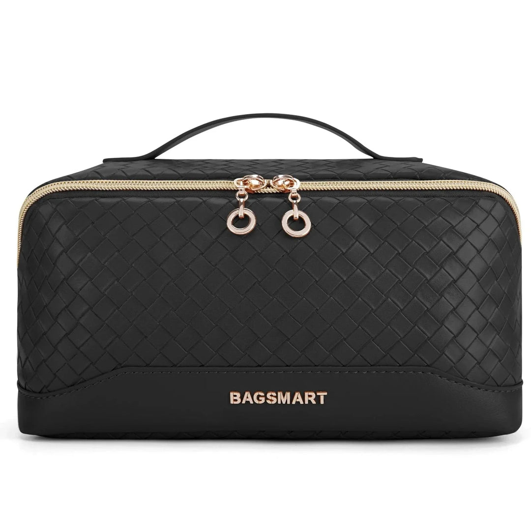 Trousse de maquillage imperméable en cuir PU vert menthe, parfaite pour les produits de beauté et le voyage