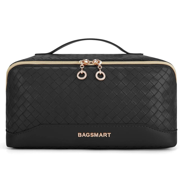 Trousse de maquillage imperméable en cuir PU vert menthe, parfaite pour les produits de beauté et le voyage