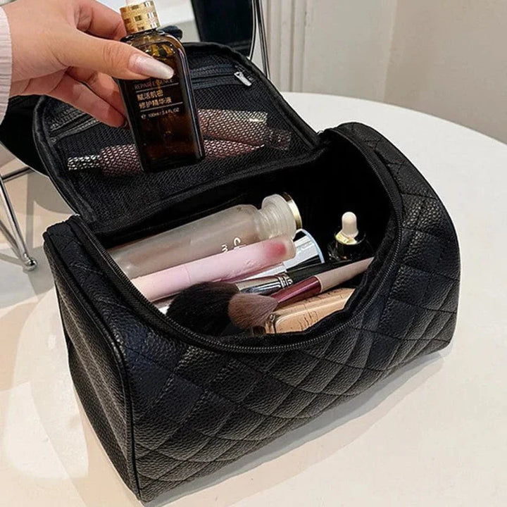 Trousse de toilette femme en cuir PU avec fermeture éclair, idéale pour le maquillage