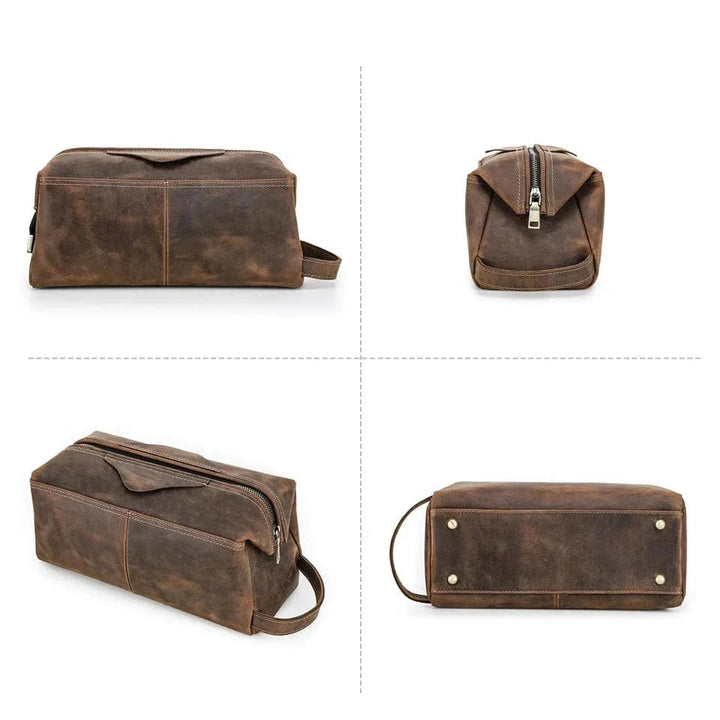 Trousse de toilette en cuir robuste pour homme, offrant durabilité et style pour vos voyages