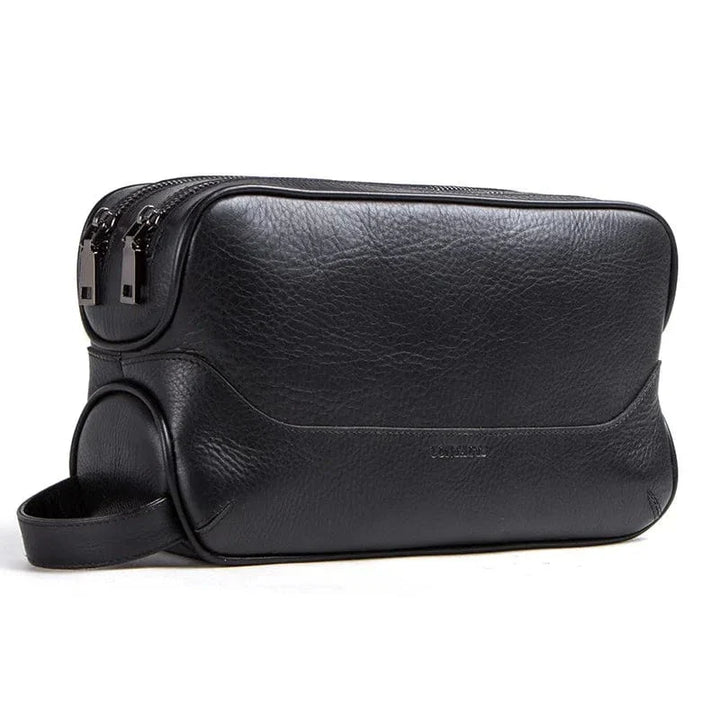 Intérieur trousse de toilette homme luxe, compartiments multiples, doublure résistante, organisation voyage