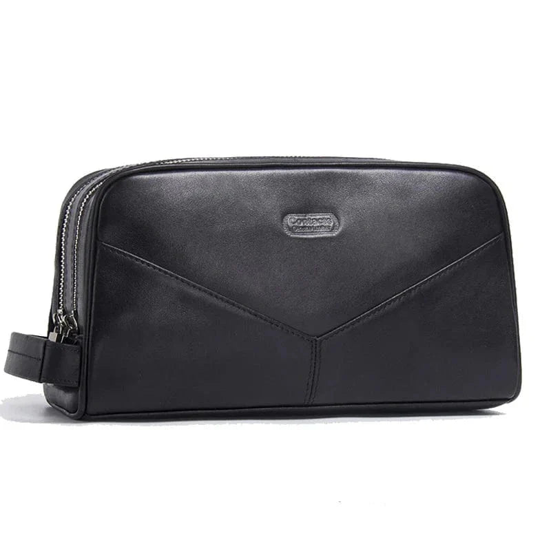 Organisation voyage : trousse homme en cuir pleine fleur, disponible en marron, noir et café pour vos besoins.