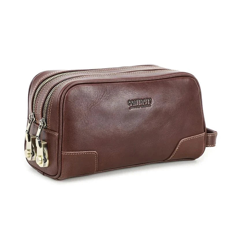 Trousse de toilette homme en cuir, un accessoire essentiel pour l'organisation et l'élégance en voyage.
