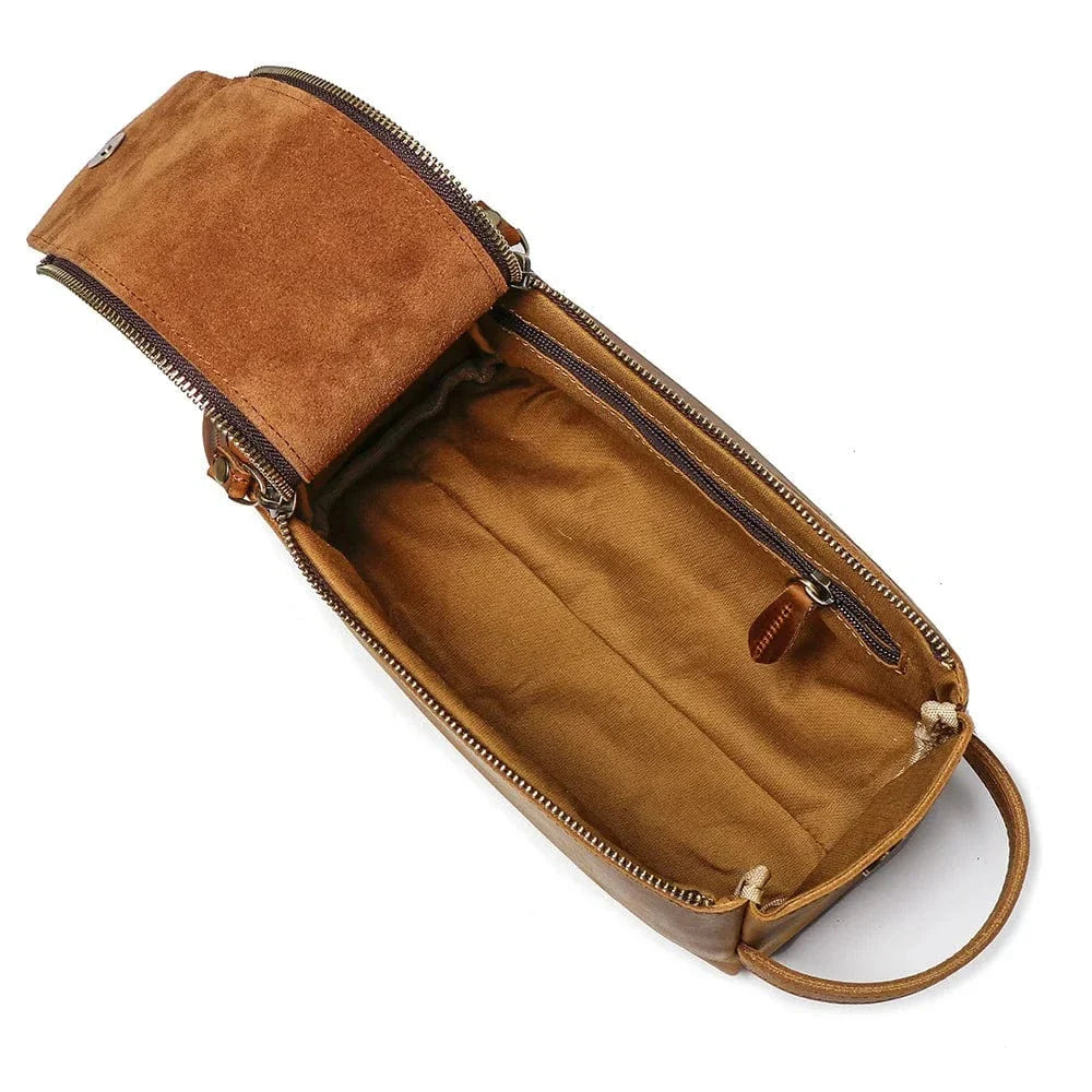Trousse de toilette en cuir de qualité pour homme, design vintage et robuste, parfaite pour les voyages