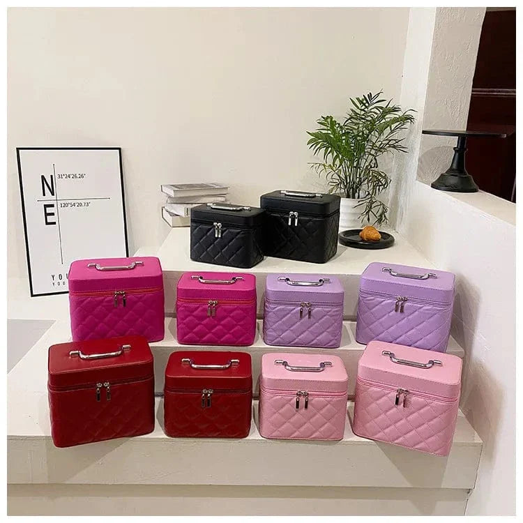 Ensemble de 3 trousses (rose, noir, violet) pour organiser maquillage et accessoires