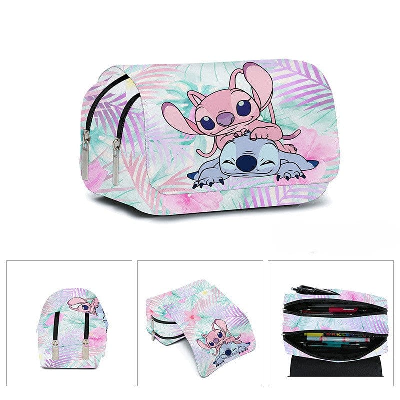 Trousse scolaire enfant, motif mignon, rabat de protection.  Idéale pour crayons et stylos.