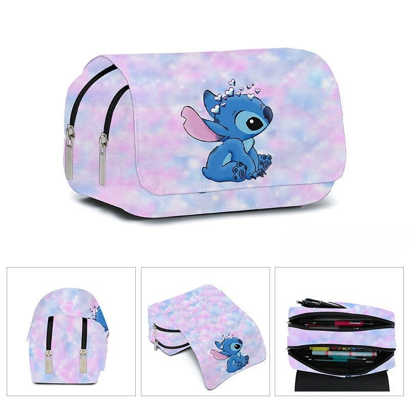 Trousse scolaire enfant, motif mignon, rabat de protection.  Idéale pour crayons et stylos.