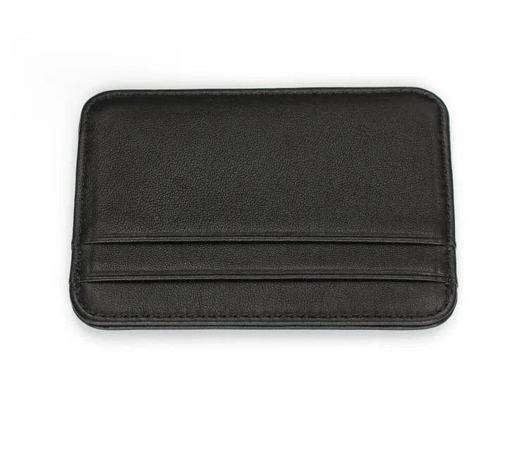 Un porte-cartes minimaliste en cuir noir pour hommes, élégant et fin, parfait pour l'organisation quotidienne.