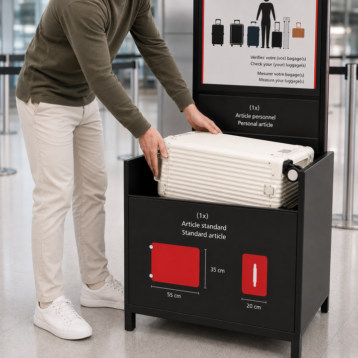 Bagage cabine rigide aluminium gris foncé, compact et durable. Conçu pour des voyages sereins.