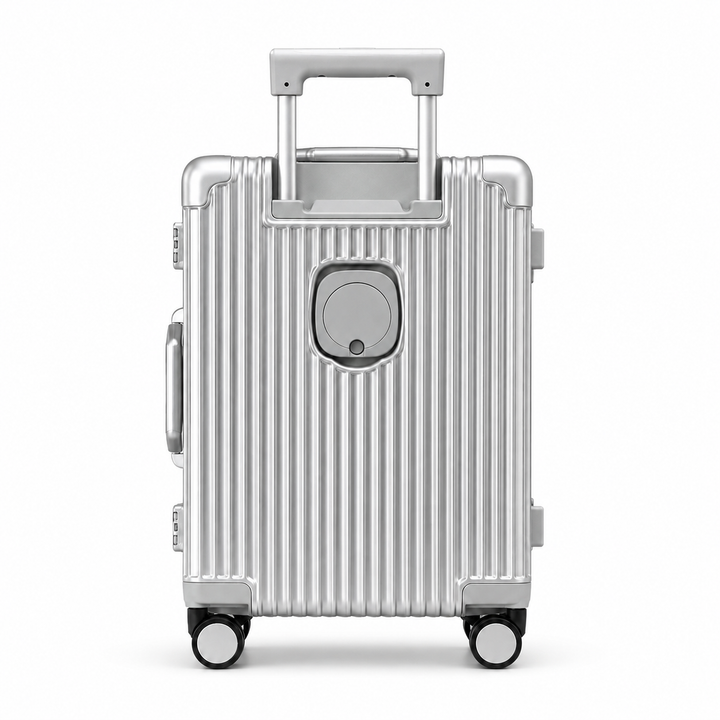 Valise rigide aluminium résistante aux chocs, protection accrue de vos affaires. Idéale pour longs voyages.