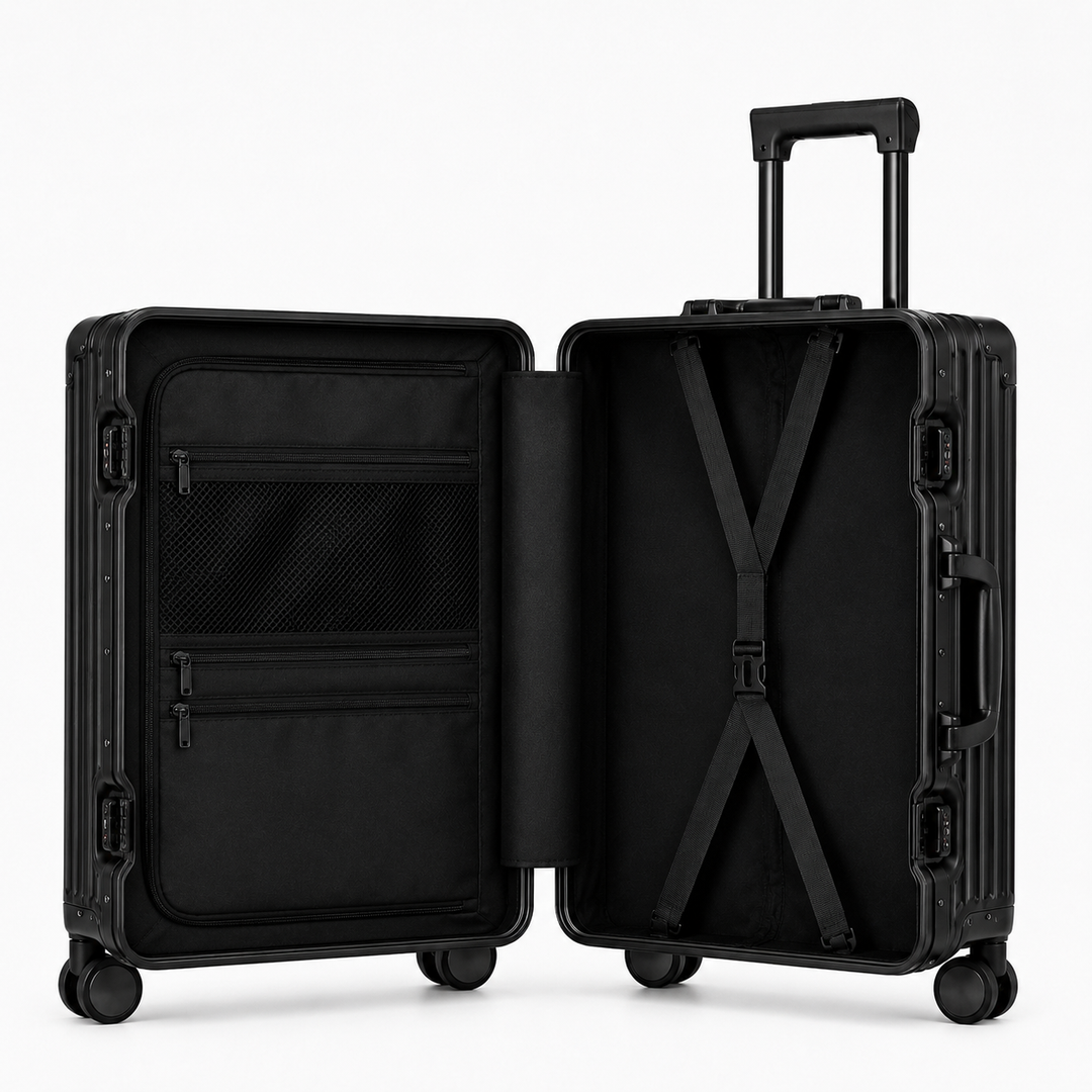 Bagage à main rigide en polycarbonate, parfait pour les voyages en avion et les escapades, conforme cabine.