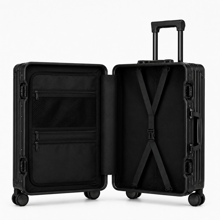 Bagage à main rigide en polycarbonate, parfait pour les voyages en avion et les escapades, conforme cabine.