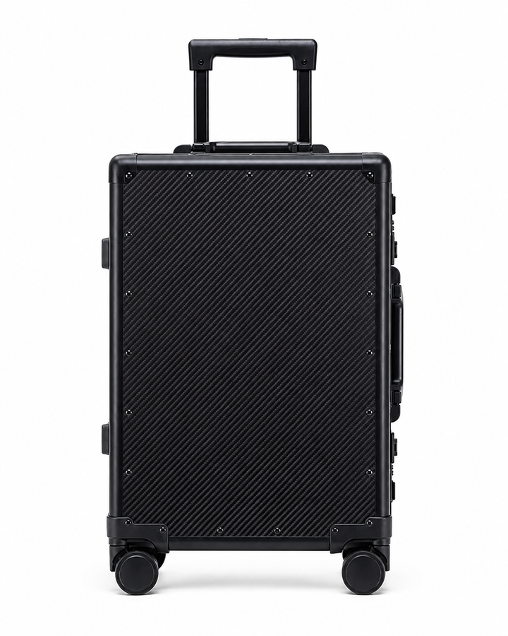 Valise de voyage Élysée unisexe en fibre de carbone, rigide et élégante, pour un luxe durable. Bagage avec roues.
