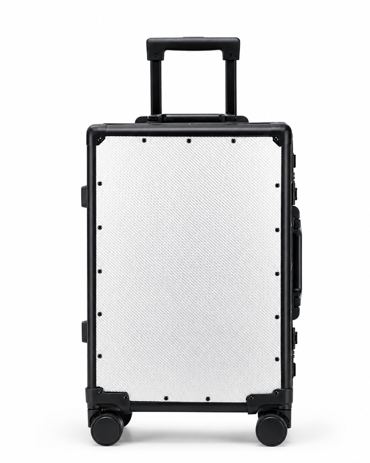 Valise rigide Élysée en fibre de carbone au design unique, bagage de voyage élégant et résistant.