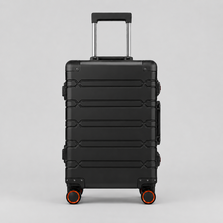 Valise de voyage en aluminium Pro, rigide et sécurisée, avec système de verrouillage intégré pour vos biens.