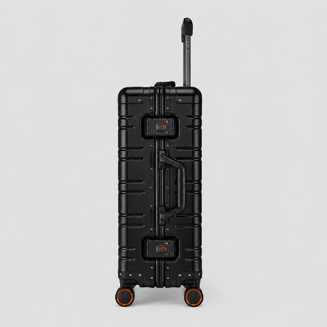 Bagage trolley en aluminium durable, rigide, parfait pour les voyages fréquents. Résistant aux chocs.