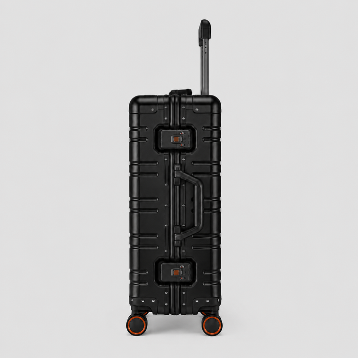 Bagage trolley en aluminium durable, rigide, parfait pour les voyages fréquents. Résistant aux chocs.