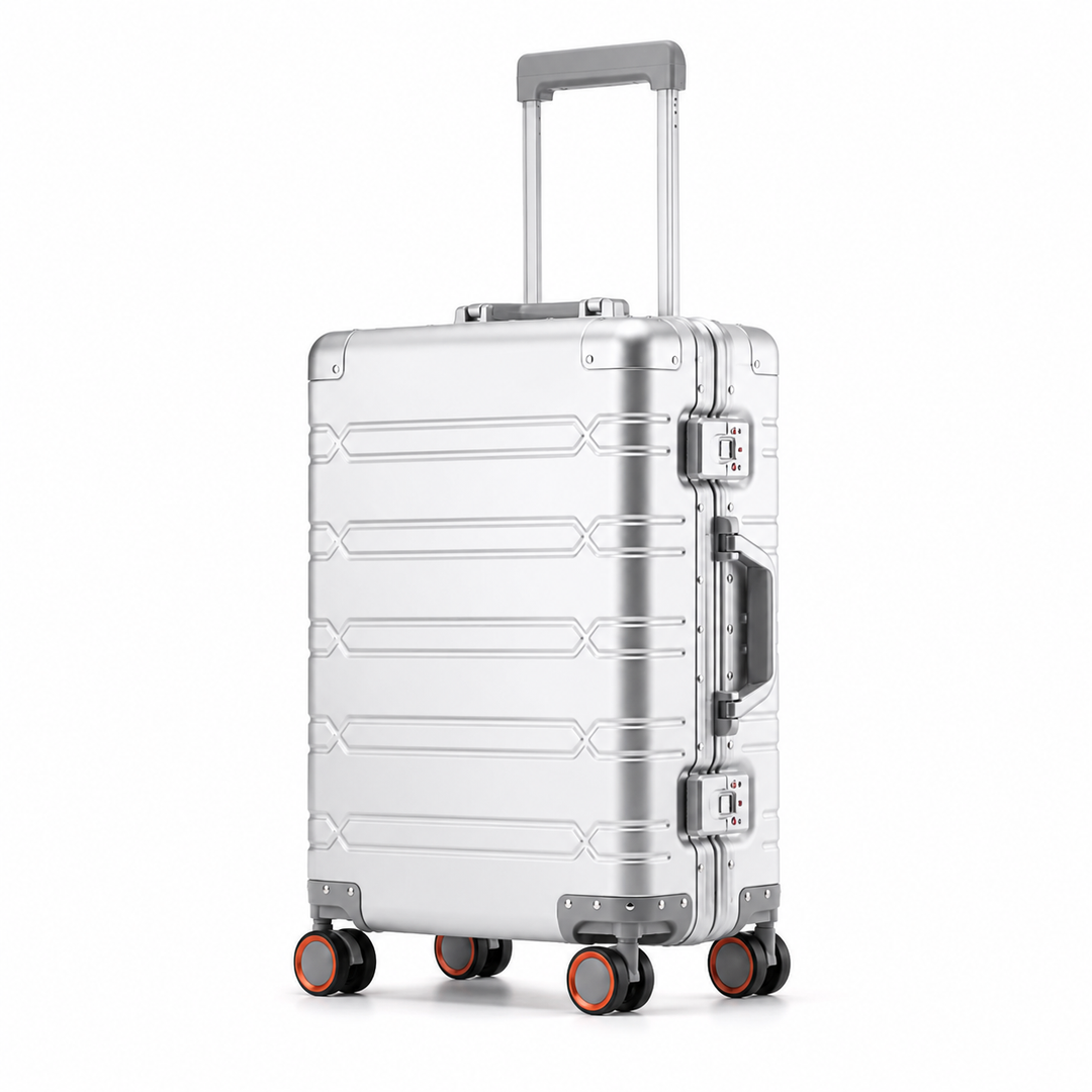 Bagage rigide en aluminium offrant sécurité maximale et style pour tous vos voyages. Ultra-durable.