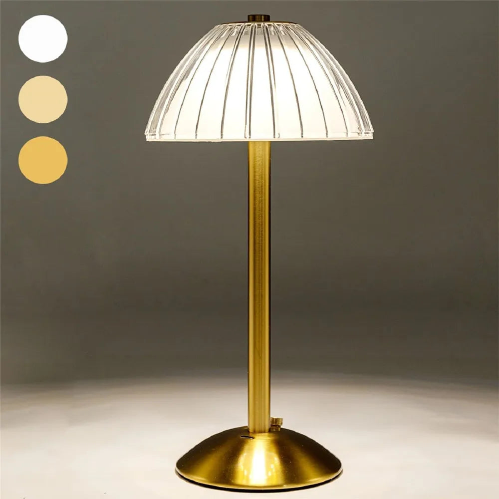 Veilleuse cristalline sans fil, 3 couleurs LED. Design élégant, lumière douce et apaisante. Idéale chambre/salon.