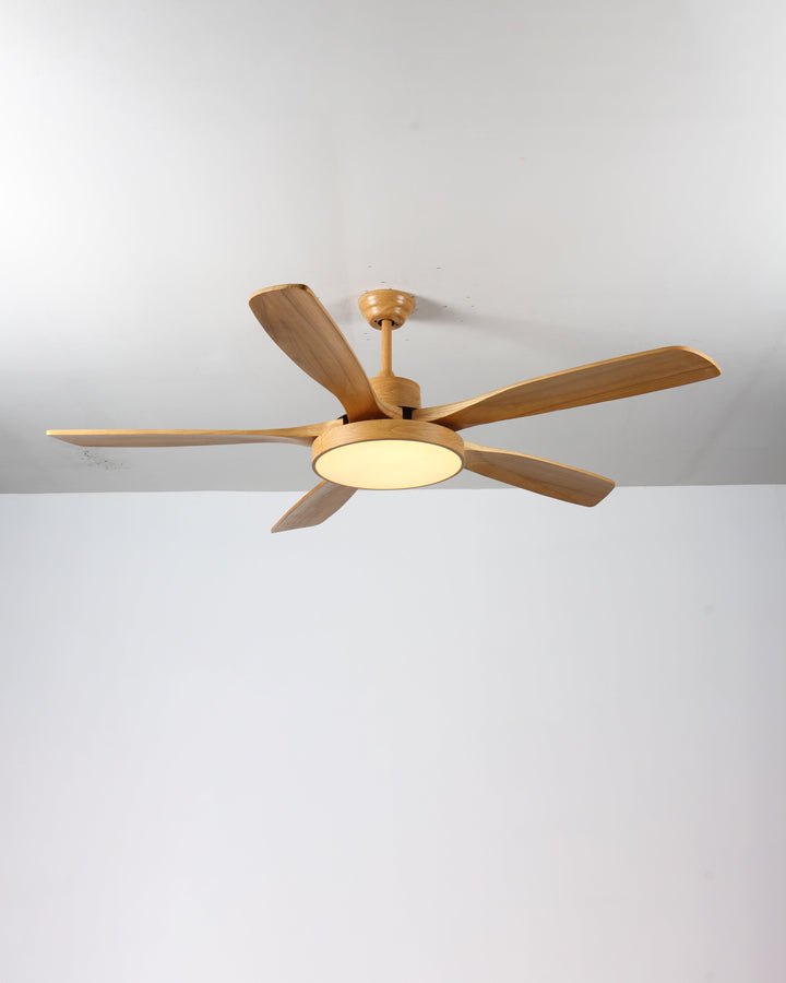 Ventilateur plafond réversible avec éclairage LED intégré. Design moderne et épuré.