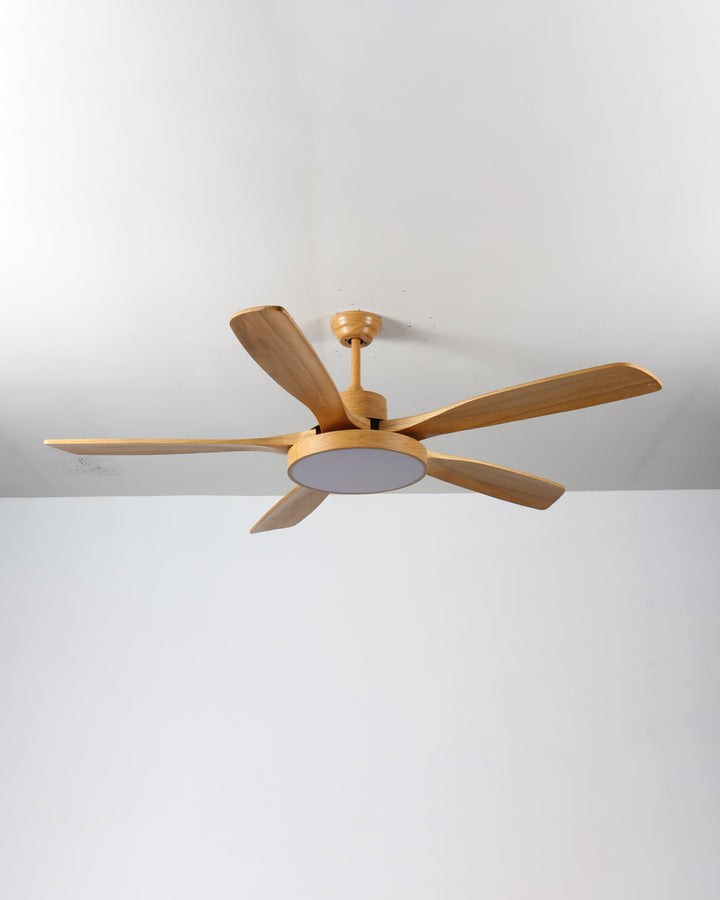 Ventilateur plafond réversible avec éclairage LED intégré. Design moderne et épuré.