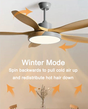 Ventilateur plafond réversible avec éclairage LED intégré. Design moderne et épuré.