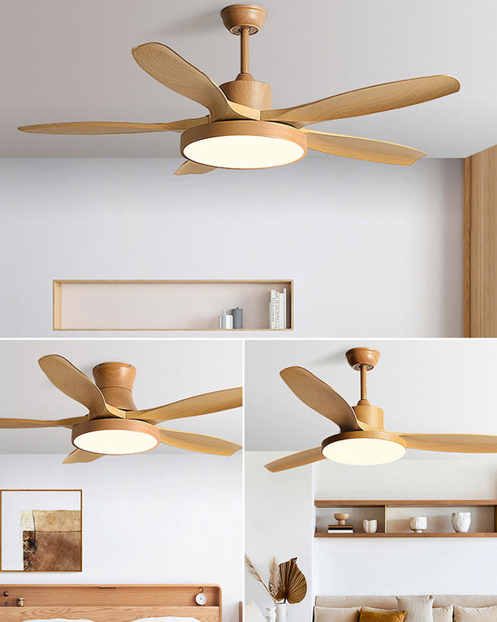 Ventilateur plafond réversible avec éclairage LED intégré. Design moderne et épuré.