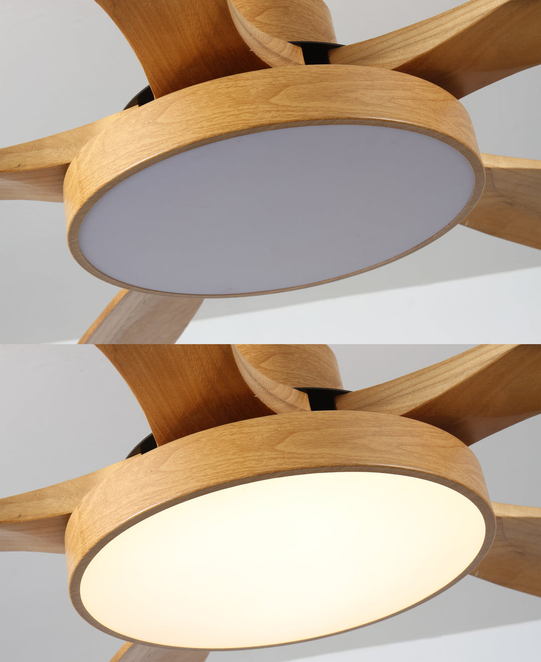 Ventilateur plafond réversible avec éclairage LED intégré. Design moderne et épuré.