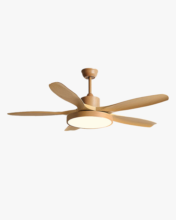 Ventilateur plafond réversible avec éclairage LED intégré. Design moderne et épuré.